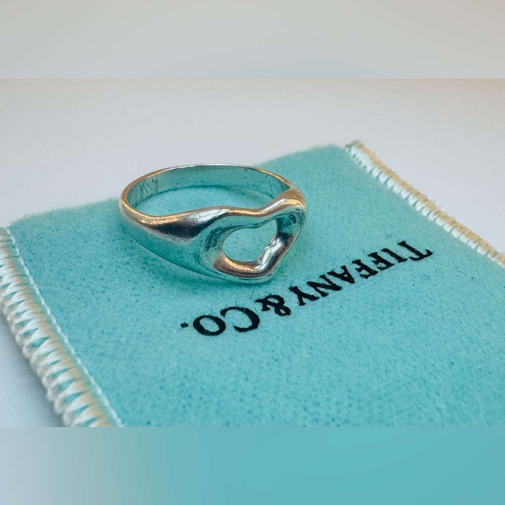 Tiffany & Co Ring Elsa Peretti Vintage Open Heart Wave Band Size 6 925 Authentic - Picture 5 of 8